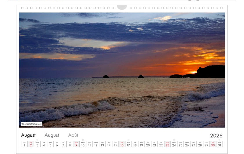 Calendar, 2026, Landscape, Portimao, Portugal, sunset, beach, ocean