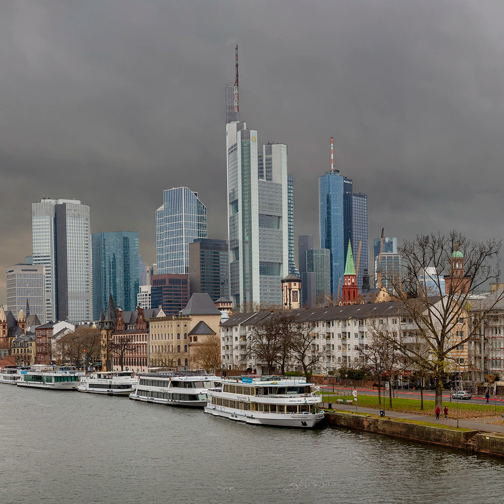 Modern, city, Frankfurt, AmMain, river, building