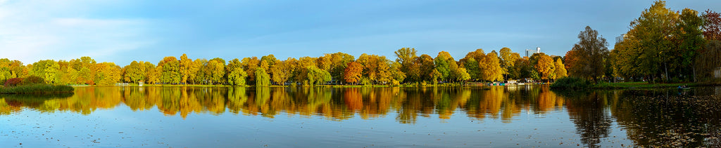Schlossteich, Chemnitz, panorama, photo, autumn, fall, season, colorful, lake, trees, reflection